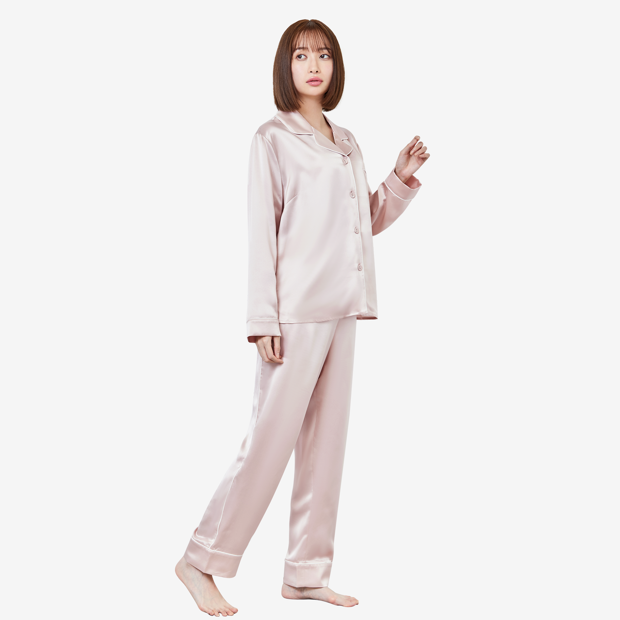 シルク100% 長袖パジャマ