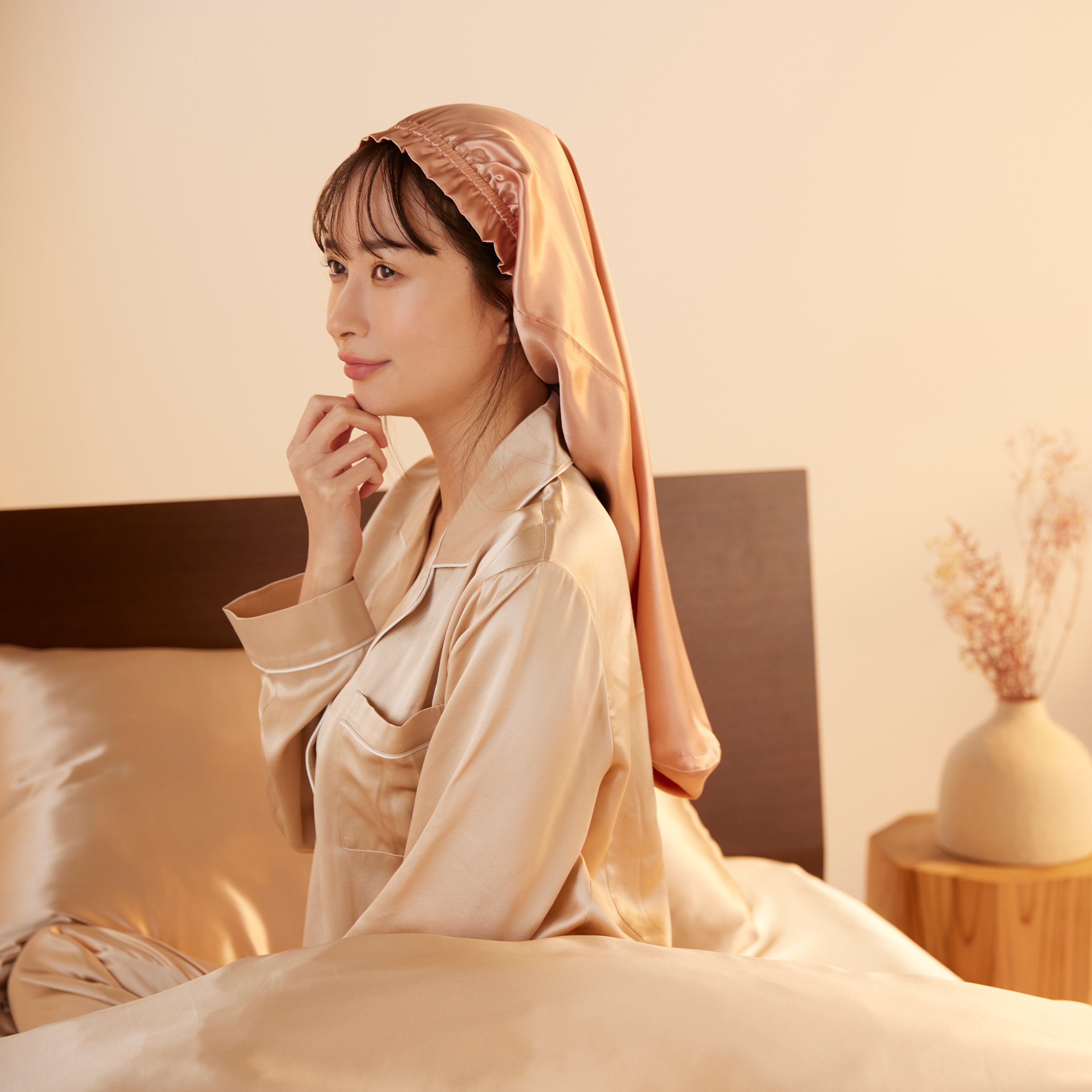 シルク100% ナイトキャップ 全周ゴムタイプ.