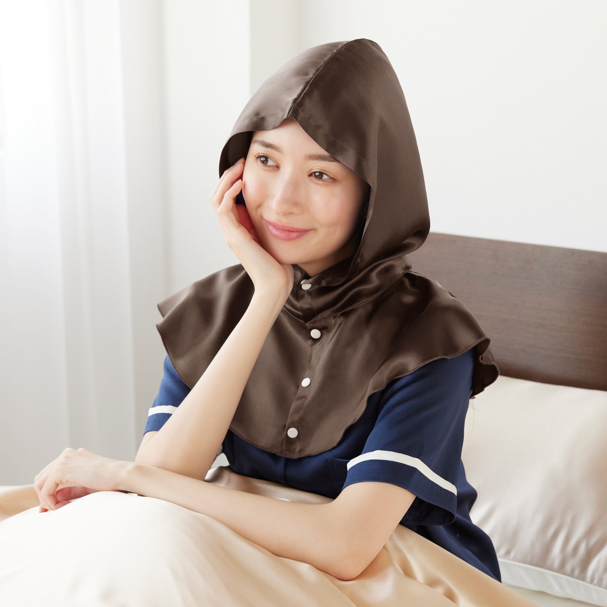 シルクナイトキャップ フーディタイプ