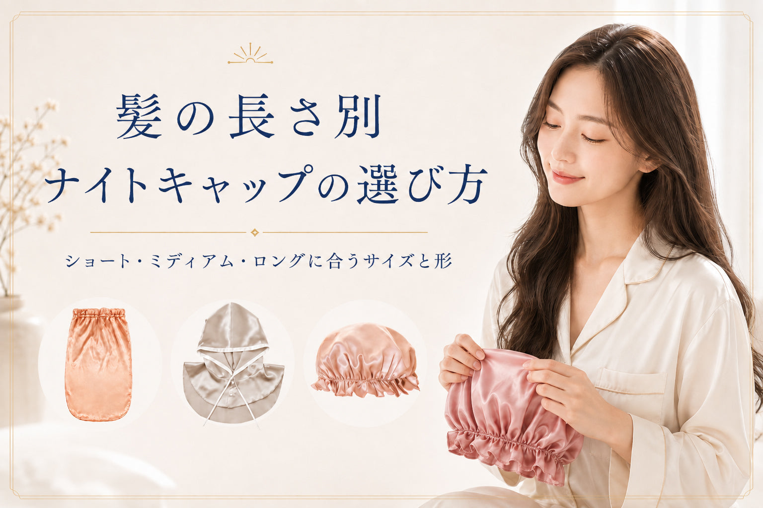 髪の長さ別ナイトキャップの選び方は？ショート・ミディアム・ロングに合うサイズと形