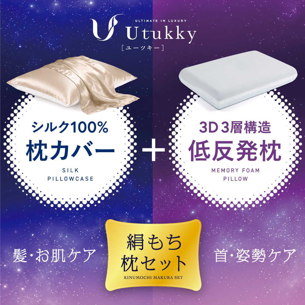 絹もち枕セット（低反発枕+シルク枕カバー）