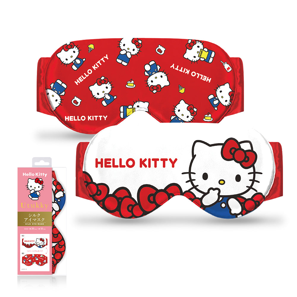 Utukky アイマスク シルク サンリオキャラクターズ ハローキティ クロミ シナモロール ハンギョドン アイピロー 100%シルク 睡眠用 遮光 睡眠グッズ Sanrio characters かわいい 快眠 旅行 出張 高級 おしゃれ プレセント